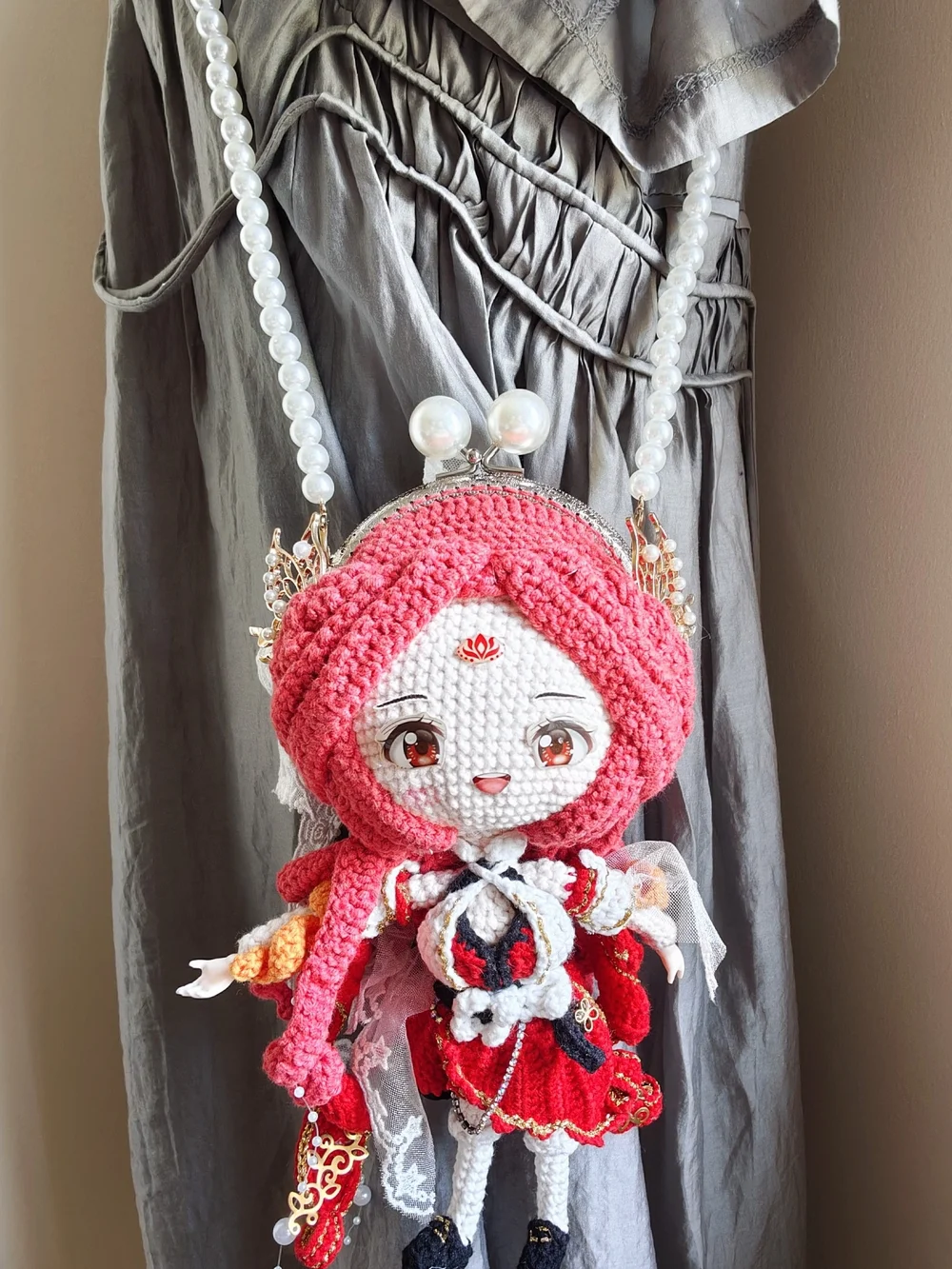 Cute Red Crochet Doll Crossbody Bag - Women - Picture 7 of 12